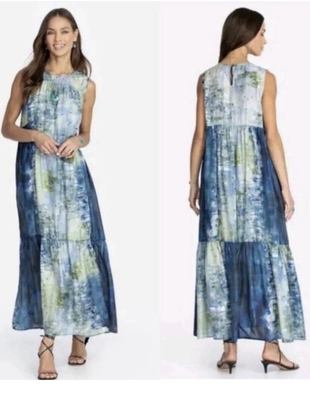 Johnny Was Gimovra  Shirred Pete&Greta Silk Maxi Dress, Medium